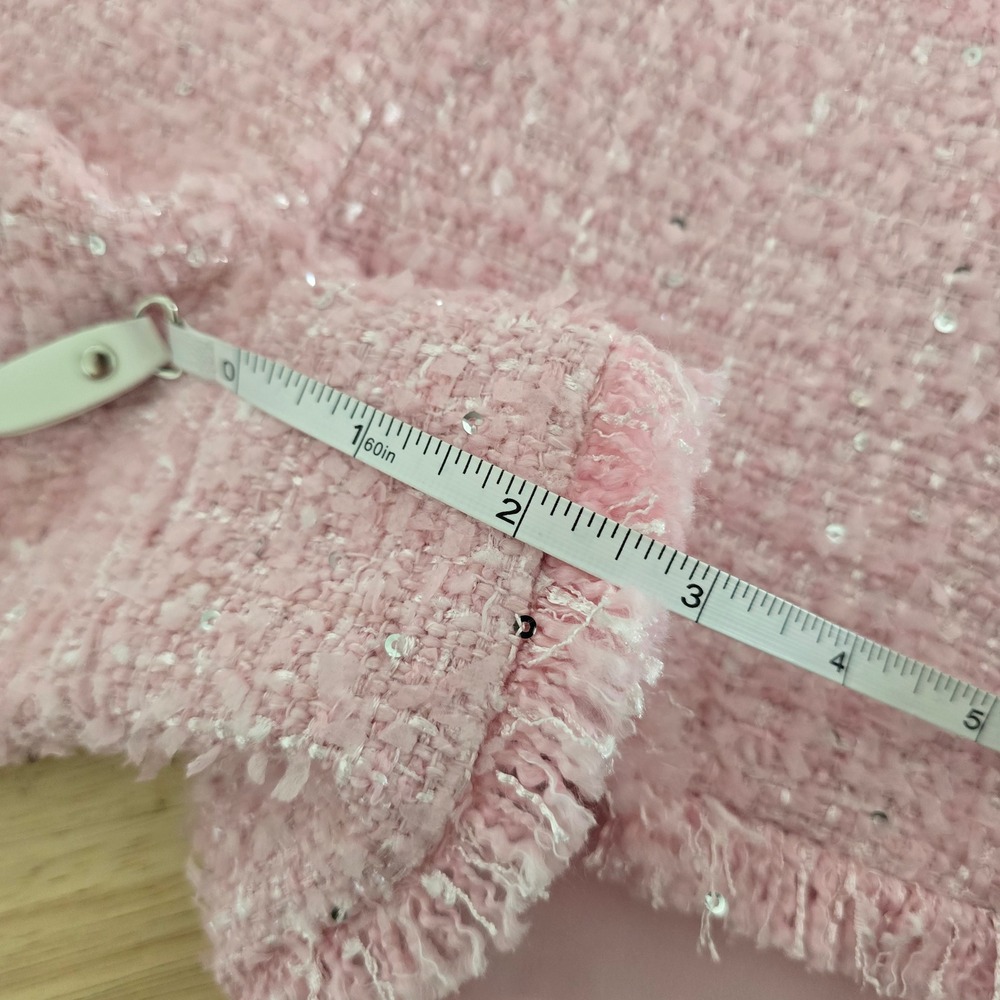 Fashion Nova Luxe Deanna Tweed Shorts Pink Pearl Button Sequin High Waist Small - Picture 7 of 9